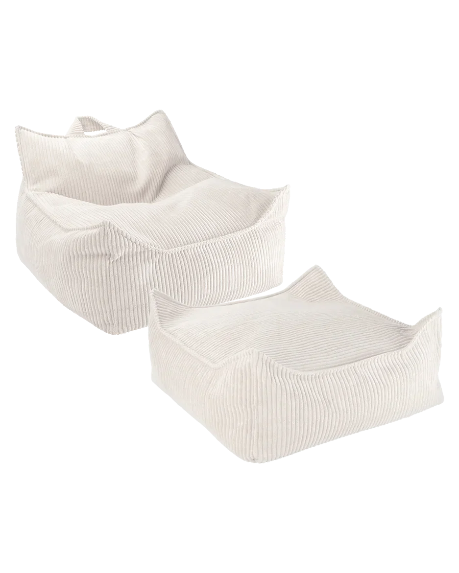 Corduroy Bean Bag Chair and Ottoman Set