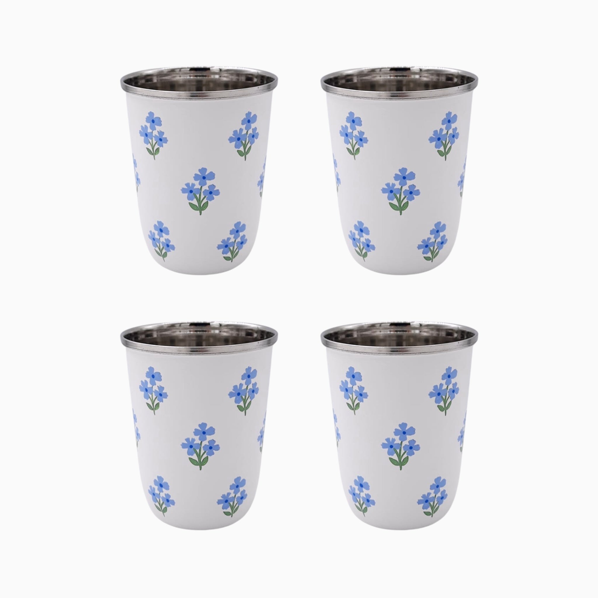 Floral Short Enamelware Tumbler - Set of 4