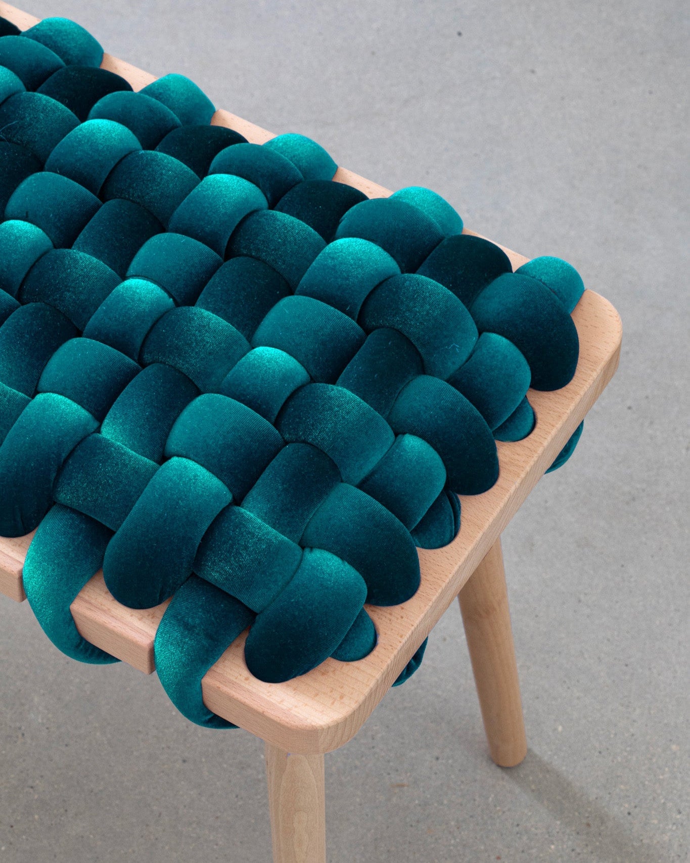 Velvet Woven Bench - Blue