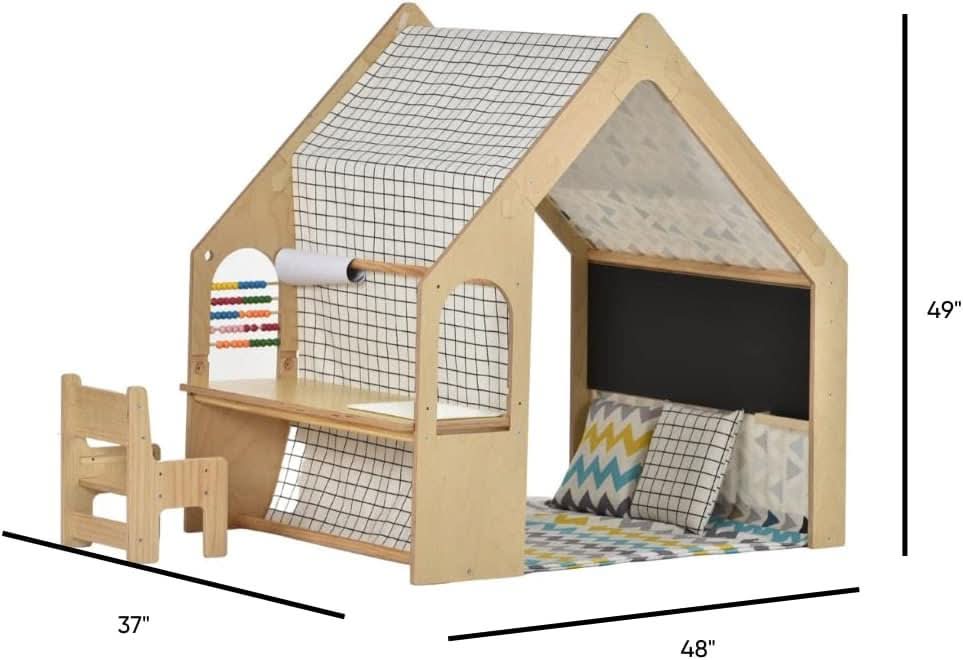 Flair Wood House with Desk and Chair - Natural