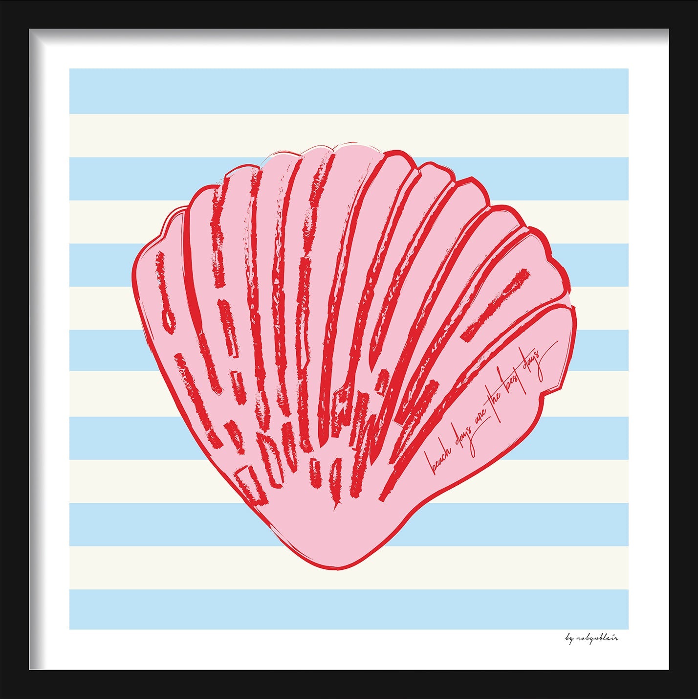 Sally Seashells Fine Art Print - Blue Stripes