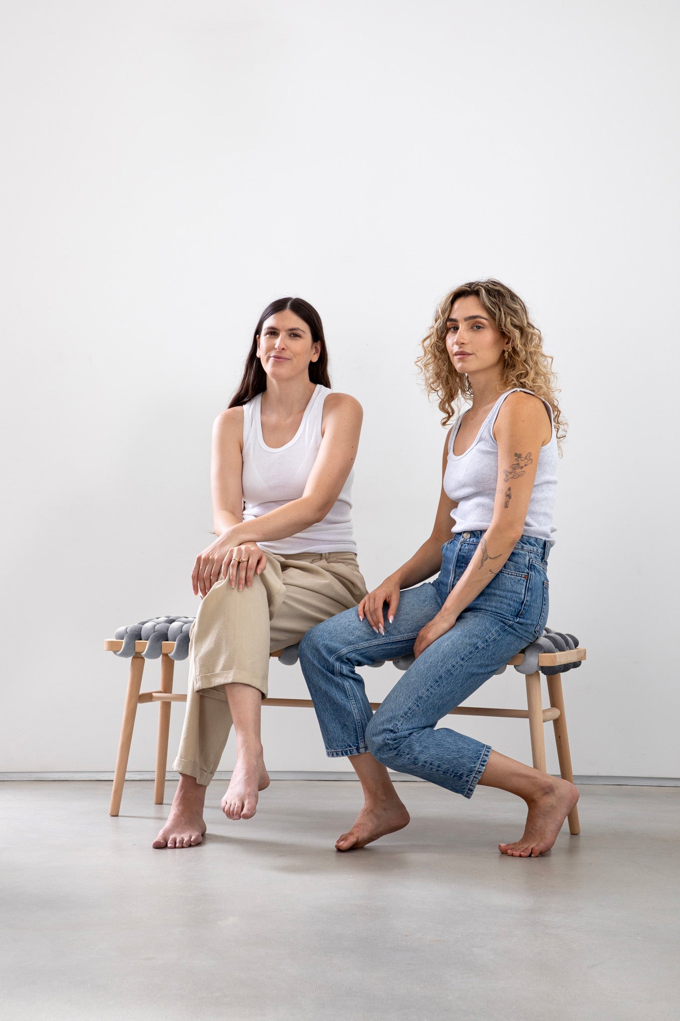 Velvet Woven Bench - Grey